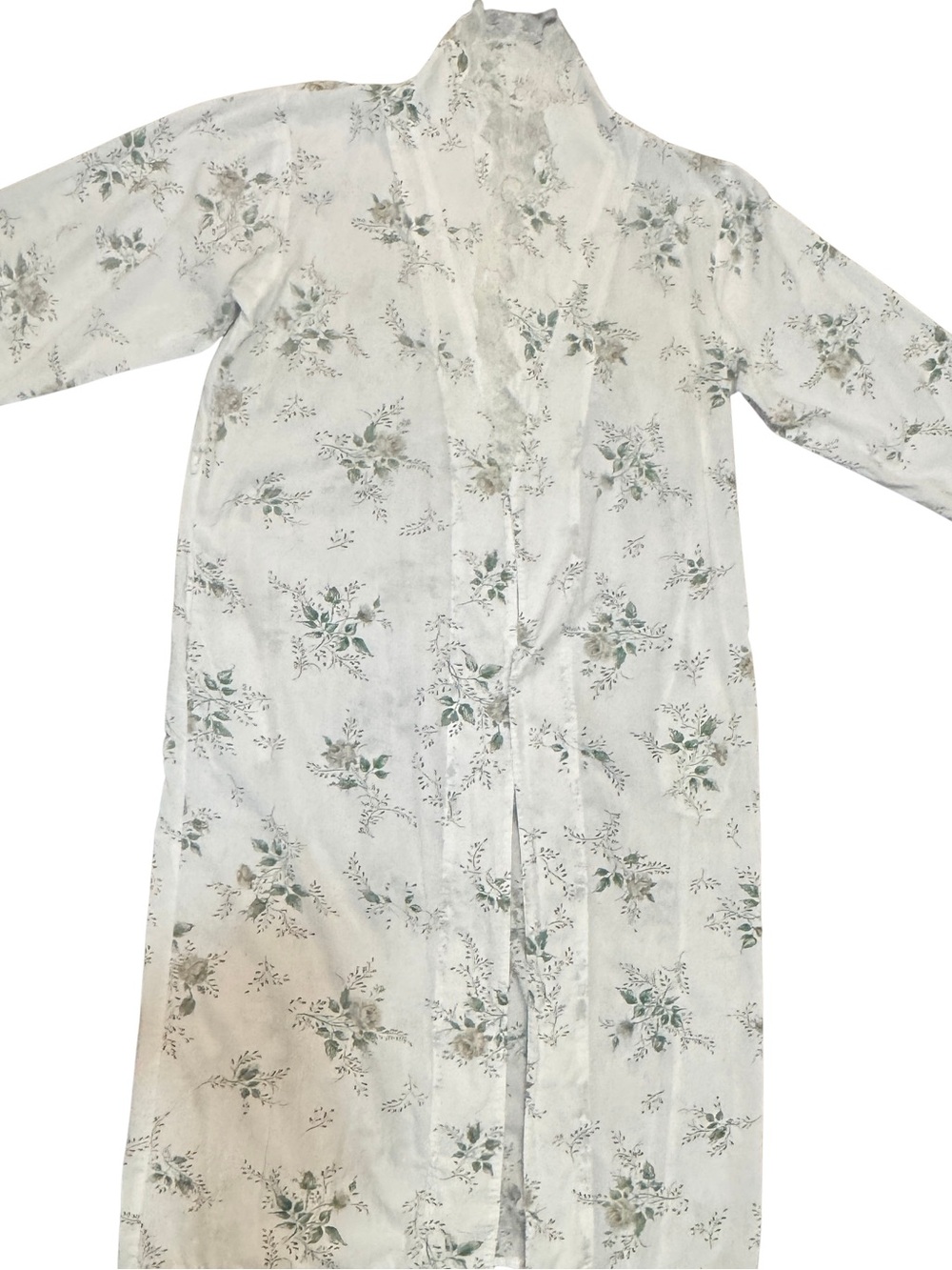 Vintage 90’s Victoria Secret Light Floral Long Duster Cotton Robe with Lace Trim